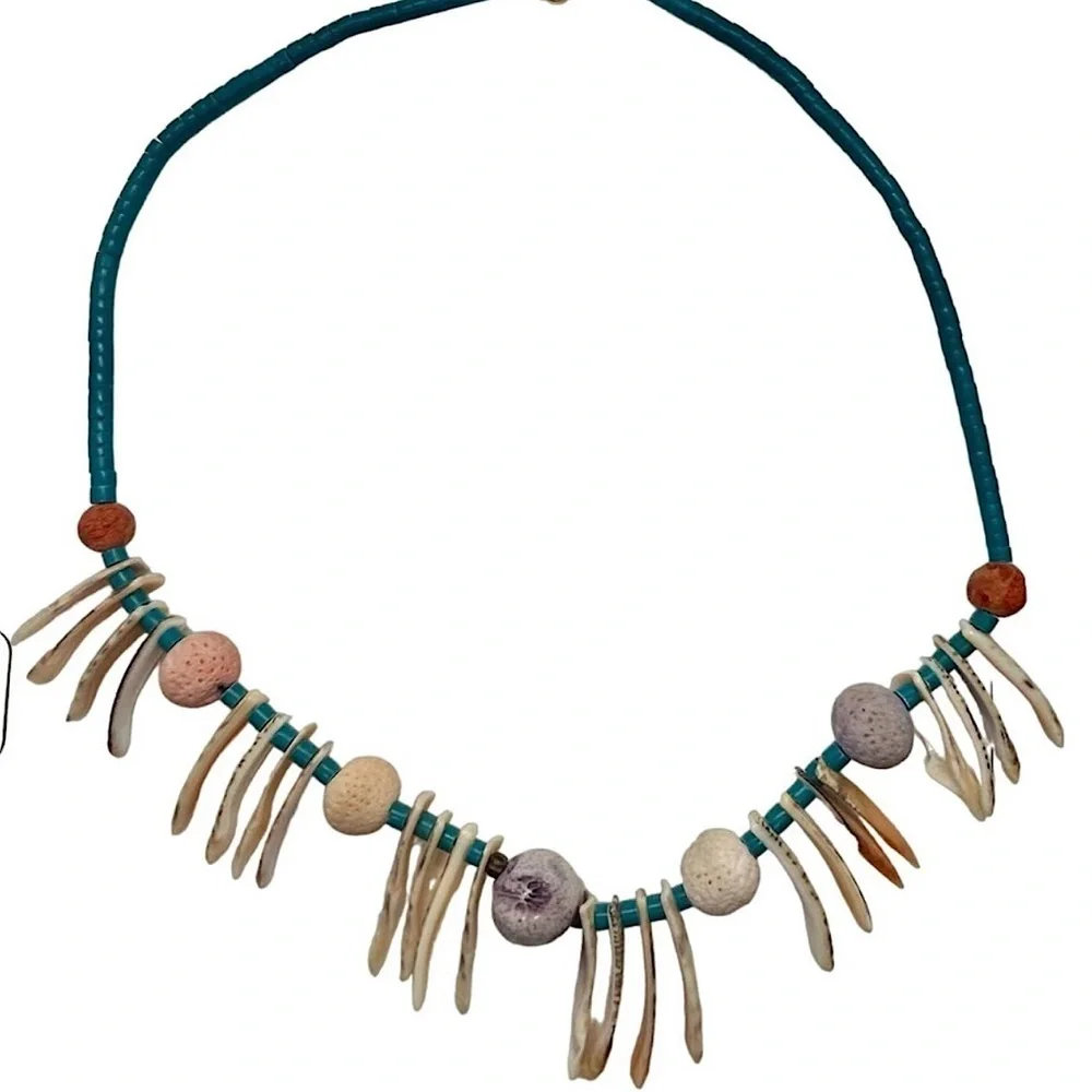 Vintage Turquoise Spiny Shell Bead Native American Heshi Beaded Necklace 23” - Picture 1 of 11